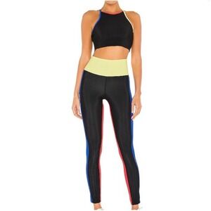 Beach Riot Colorblocked Rib Legging in Black Hibiscus Women's Size Small